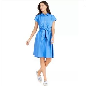 Tie waist vintage look light blue dress